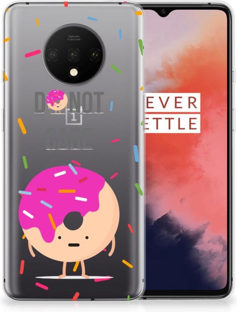 OnePlus 7T Siliconen Case Donut Roze