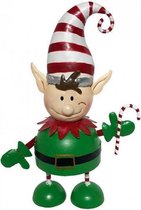 Metalen beeld - Kerst - Elf - 16 cm hoog - groen