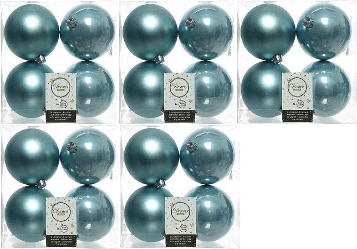 20x IJsblauwe kunststof kerstballen 10 cm Mat/glans Onbreekbare