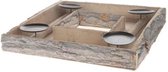 Kandelaren - Bark Square Candle Holder 45x45x6cm White-wash