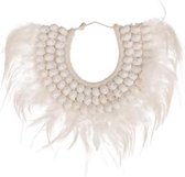 Zomer - Deco Necklace Feathers / Shells  25x20x2.5cm Natural