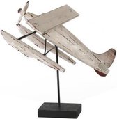 Figuren - Plane On Foot Paulownia Wood  30x27x28cm Antique White