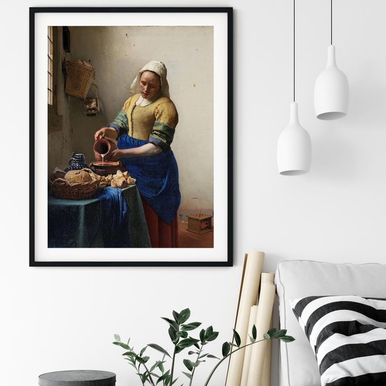 Poster - Johannes Vermeer Melkmeisje op A1 (60x84cm) - Op prachtig 135 grams papier - Vintage - Posters - Johannes vermeer - Melkmeisje - Muurdecoratie