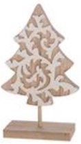 Kerstdecoraties - Houten Boom Staand 11.5x5x19.5cm Natural/white