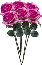 6 x Paars/roze roos Simone steelbloem 45 cm - Kunstbloemen