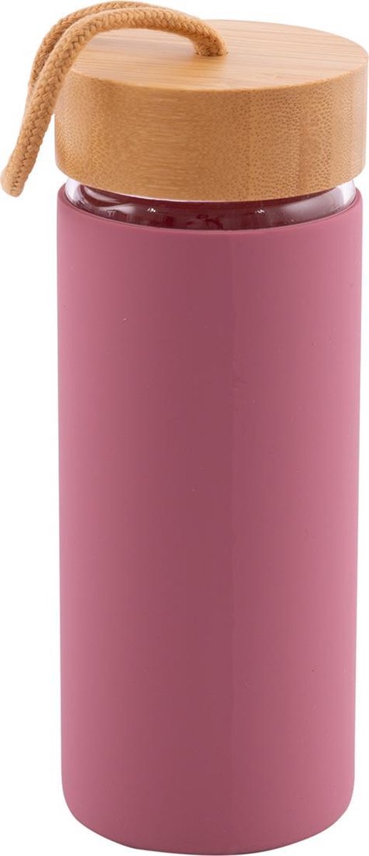 Point-Virgule glazen fles met silicone sleeve oud roze 450ml