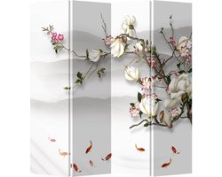 Fine Asianliving Kamerscherm Scheidingswand B160xH180cm 4 Panelen Bloesem En Vissen