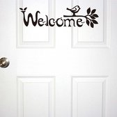 3D Sticker Decoratie Welcome Door Art Decal Branches Bird Creative Door Sticker Home Decoration Wall Stickers Vinyl Mural Art Wallpaper Decals - Black / 46cm X 13cm