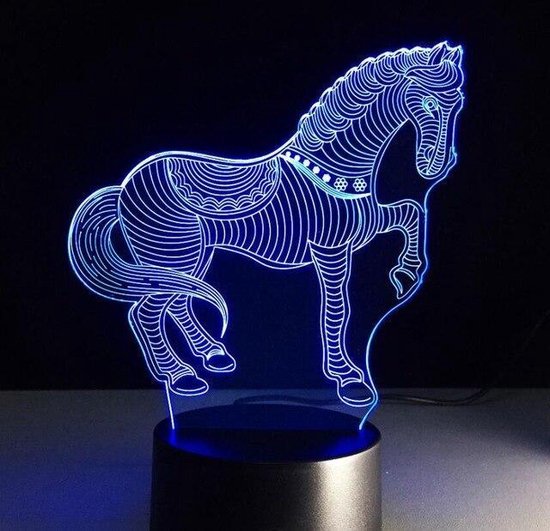 Paard 3D Led Lamp Nachtverlichting USB Nieuwigheid Geschenken 7 Kleuren  Veranderende... | bol.com