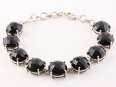 Zilveren schakelarmband met gefacetteerde onyx