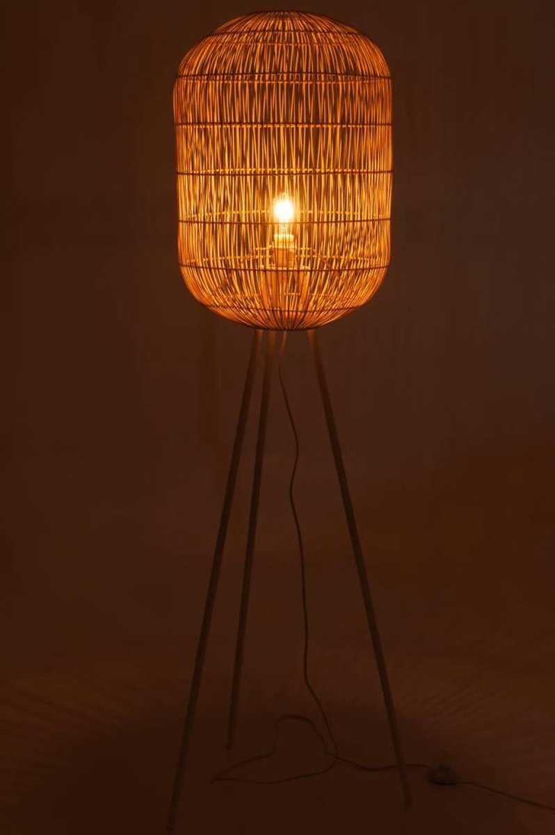 Duverger® Bamboo light - Vloerlamp - cilinder - bamboe - naturel -  driepikkel - metaal | bol.com
