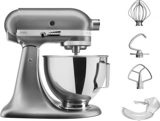 Kitchenaid Artisan 5KSM95PSECU - Keukenmachine - 4,3L - Contour silver - 3 Menghaken