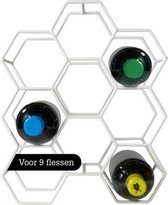 Wijnrek (gebroken) wit metaal - voor 9 flessen