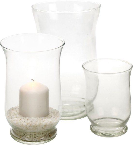 Kaarsenhouder 3-delig van glas in 3 formaten | bol.com
