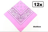 12x Zakdoek roze 55cm - bandana zakdoeken carnaval boeren festival thema feest party