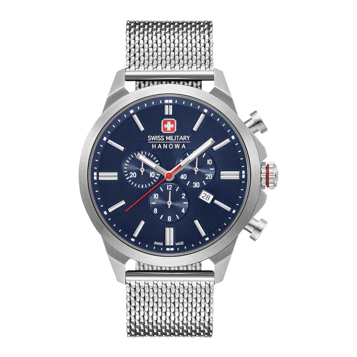 Swiss Military Hanowa Chrono Classic II Horloge - Swiss Military Hanowa heren horloge - Zilver - diameter 45 mm - roestvrij staal