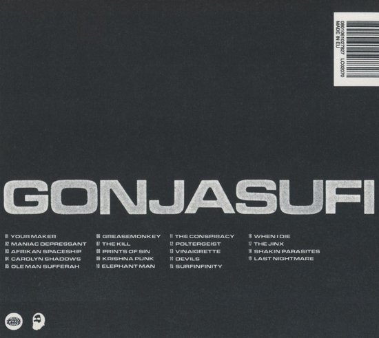 Fond noir avec le titre "GONJASUFI" et la liste des pistes de l'album.