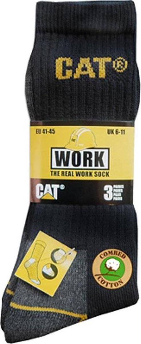 CAT Werksokken - Zwart met grijs - Maat 41/45 | bol.com