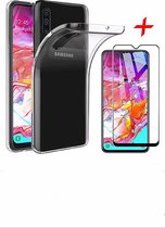 Samsung Galexy A70 Hoesje Power Shock Transparent + Tempered Glass, Screen protector. Siliconen TPU Soft Case - HiCHiCO