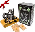 Premium Cocktailset met Bamboe Standaard - Zwart - 12-delig - Shaker (750ml) - RVS - Gratis Receptenboekje
