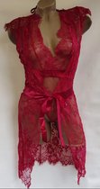 Sexy lingeriesetje met kant 2 delige BORDEAUX ROOD ONZE SIZE