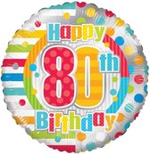 Kaleidoscope Folieballon Happy 80th Birthday 45,5 Cm