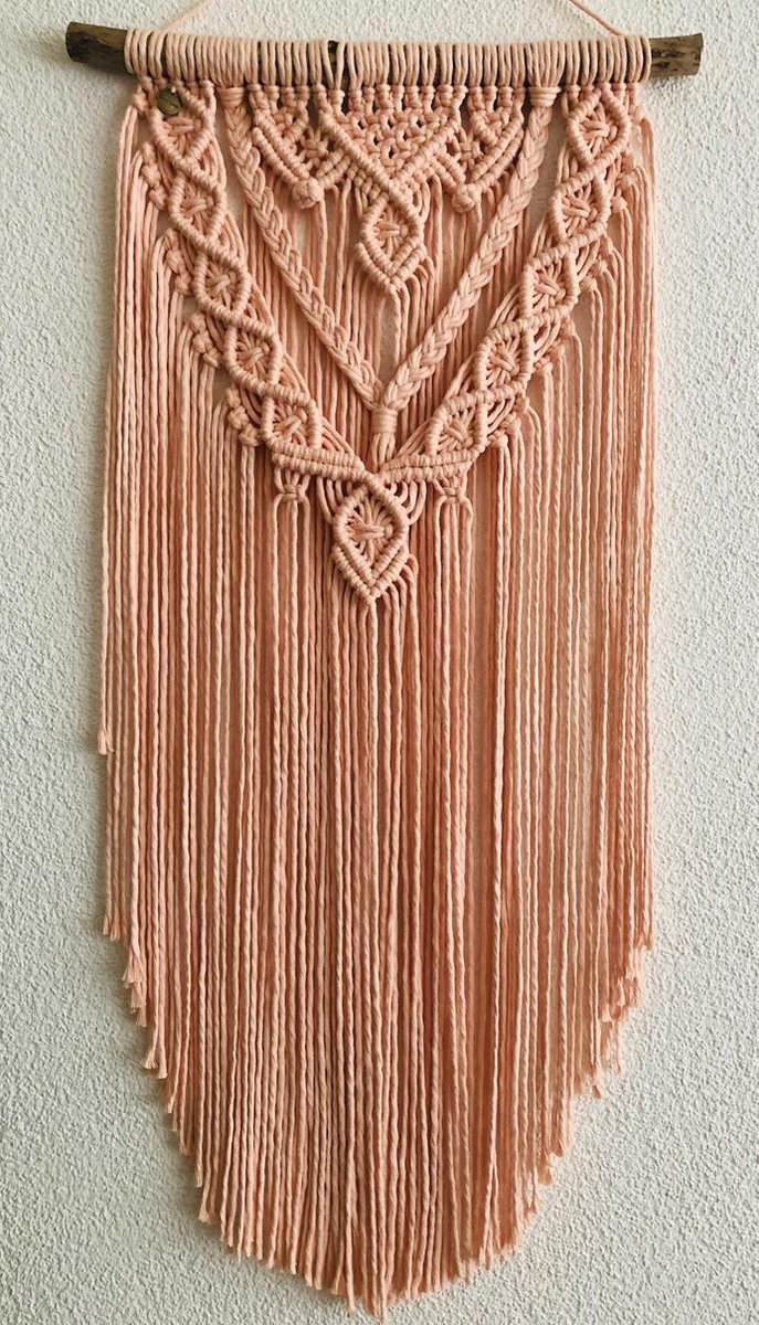 Macrame muur opknoping , home décor, bukuri wand decoratie - 127 - licht roze