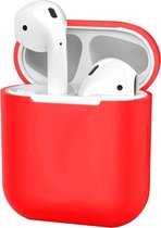 Case Geschikt voor AirPods Hoesje Hoes Siliconen Met Clip Cover Dun - Hoesje Geschikt voor Apple Airpods 1/2 Siliconen Met Clip - Rood