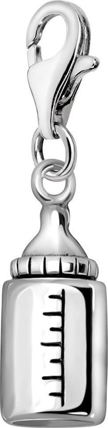 Quiges – 925 - Zilver – Charm - Bedel - Hanger - 3D Baby Melk Fles - met – sterling - zilver - karabijnslot - geschikt - voor - Zinzi, Thomas – Sabo - Ti Sento - Bedelarmband HC193