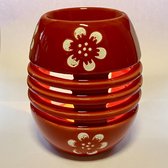 Oliebrander 'Japanse kersenbloesem" rode keramiek 9x10x9cm Aromabrander voor geurolie of wax smelt