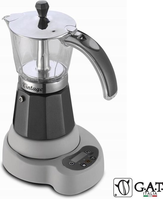 G.A.T. Italia Vintage Antraciet 6 kops Elektrische percolator