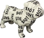 Engelse Buldog Max spaarpot | hond - wit met love print | Pomme pidou