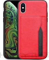 Apple iPhone X Back Cover Telefoonhoesje | iPhone Xs | Hoogwaardig PU Leren Hoesje | Lederen Luxe Uitstraling | Pasjeshouder | Rood