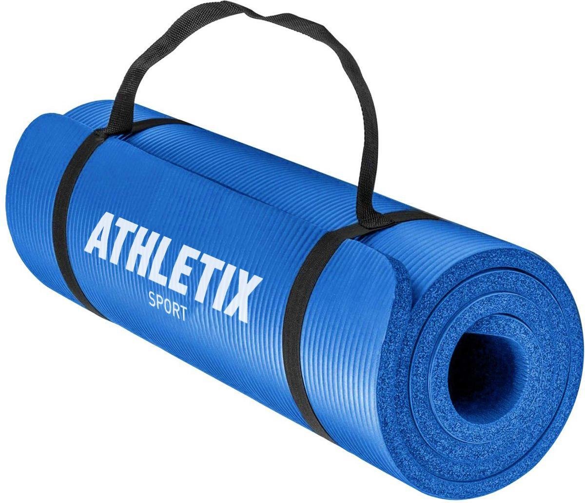 Athletix®‎ Premium NBR Fitnessmat - Yogamat - 183 x 61 x 1 cm - met Draagriem en Draagtas - Blauw - Athletix®