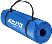 Athletix®‎ Premium NBR Fitnessmat - Yogamat - 183 x 61 x 1 cm - met Draagriem en Draagtas - Blauw