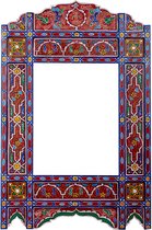 Handgeschilderd houten spiegel frame - 100 x 60 cm - Handgemaakt - Zouak Arabische, bohemian stijl - M06