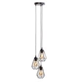 B.K.Licht - Suspension - lampe à suspendre - noir - métal - 3 lumières - rétro - éclairage style - industriel - Ø29cm - excl. E27 - 40W