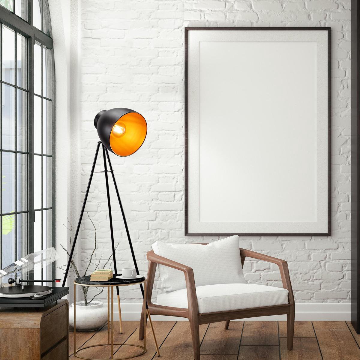 B.K.LICHT - Vloerlamp - voor woonkamer - zwart gouden staande lamp - industriële staanlamp - E27 fitting leeslamp - h: 136cm thumbnail 6