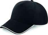 Senvi Puur Katoenen Cap met gekleurde rand - Kleur Zwart/Wit