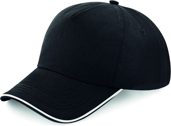 Senvi Puur Katoenen Cap met gekleurde rand - Kleur Zwart/Wit - Senvi