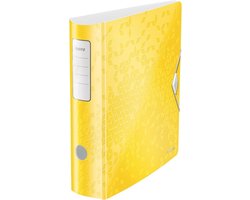 Leitz Active WOW Ordner met Binnenhoezen - Capaciteit van 500 A4-Vel - Rugbreedte van 82mm - Geel