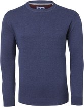 Redmond heren trui katoen - O-hals - marine blauw melange -  Maat M