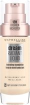 Maybelline Dream Radiant Liquid - 04 Light Porcelain - Foundation Geschikt voor de Droge Huid met Hyaluronzuur - 30 ml