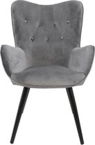 HSM Collection fauteuil Maxime - velours/metaal - donkergrijs