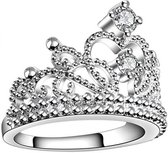 Ring met kroon zilverkleurig 17,25 mm