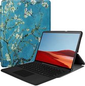 Microsoft Surface Pro X hoes - Tri-Fold Book Case - Witte Bloesem