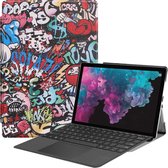 Tablet Hoes geschikt voor Microsoft Surface Pro 7 - Tri-Fold Book Case - Graffiti