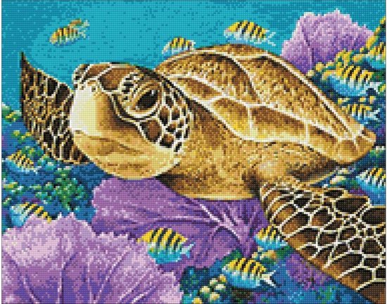 Wizardi Diamond Painting Kit Young Green Sea Turtle WD2428