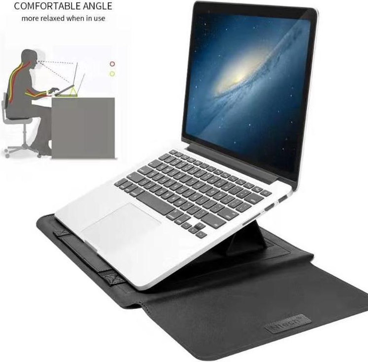 MacBook Air (2019 / 2020) 13.3 Inch Sleeve 4 piece set Spatwater proof Hoes met handvat - Zwart