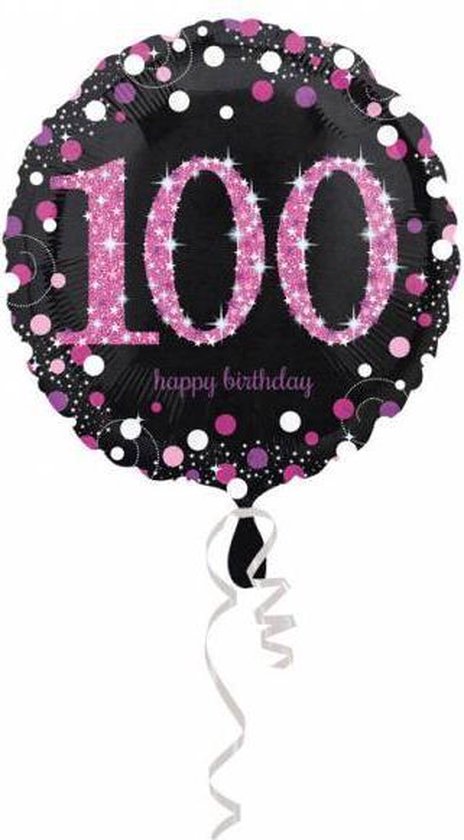 Amscan Folieballon 100 Jaar 43 Cm Zwart/roze